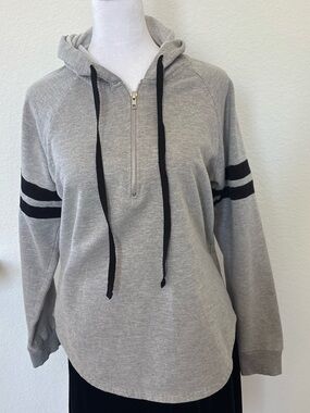Almost Famous Gray Hoodie Sweater with Black Stripes